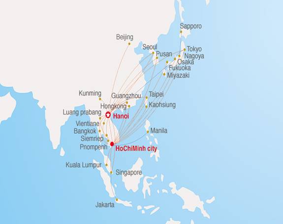 VIETNAM AIRLINES ASIAN ROUTE MAP