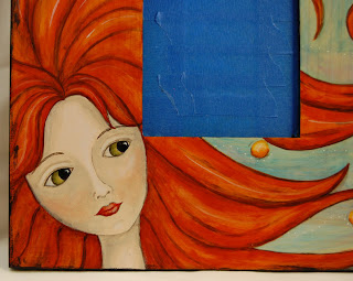 painting paint acrylic face girl mirror frame original art
