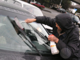 Steve squeegeeing a car
