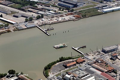 vue aérienne du chantier du Pont Bacalan Bastide