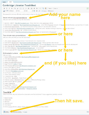 Screenshot of camlibtm page on PBWorks, showing how to edit