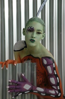 lively body painting sexy woman: Sexy Butterfly Kiss Body Paintings