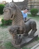 Me about to ride a stone lion