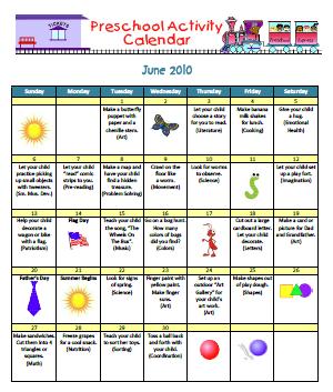 Homeschool Parent: Toddler and Preschool Activity Calendars