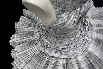 Paper dress made out of phone book paper