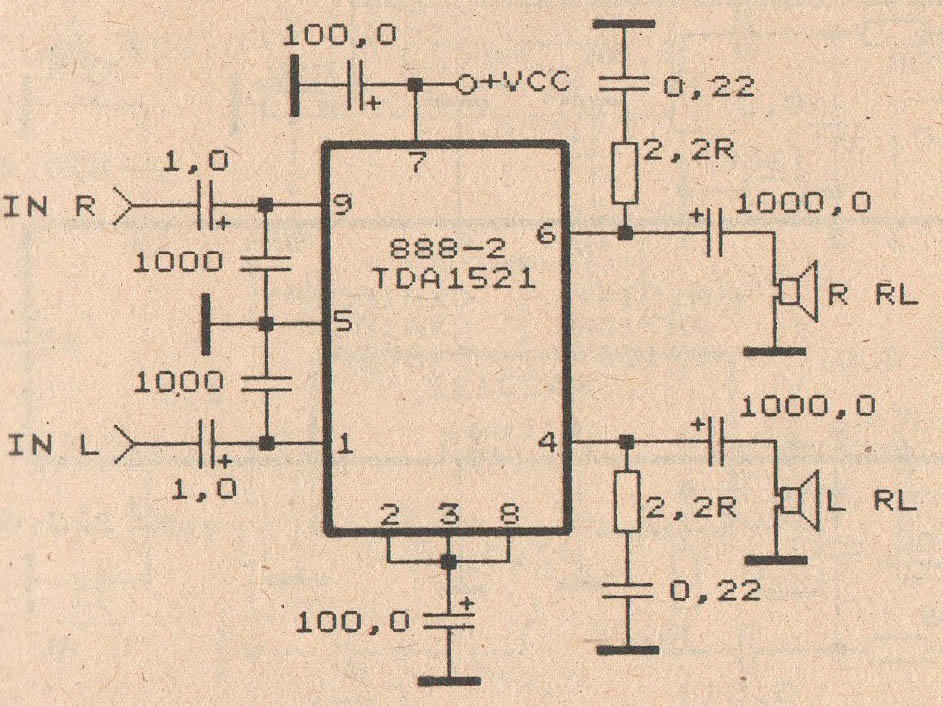 circuit audio amplifer with ic tda 1521 subwoofer bass amplifiercircuit audio amplifer with ic tda 1521