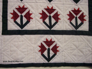 Red and White Little Flower Quilt, Hand Quilted by The Quilt Ladies