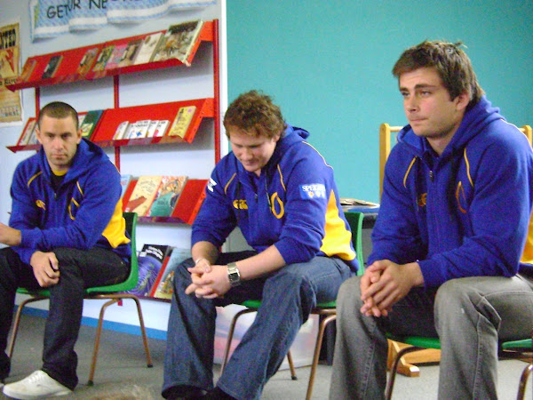 Three rugby players came to talk to us about how they keep really fit and healthy.