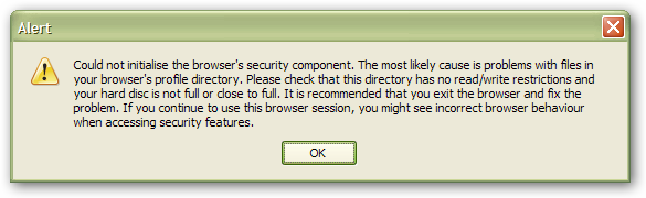 Firefox Security component alert