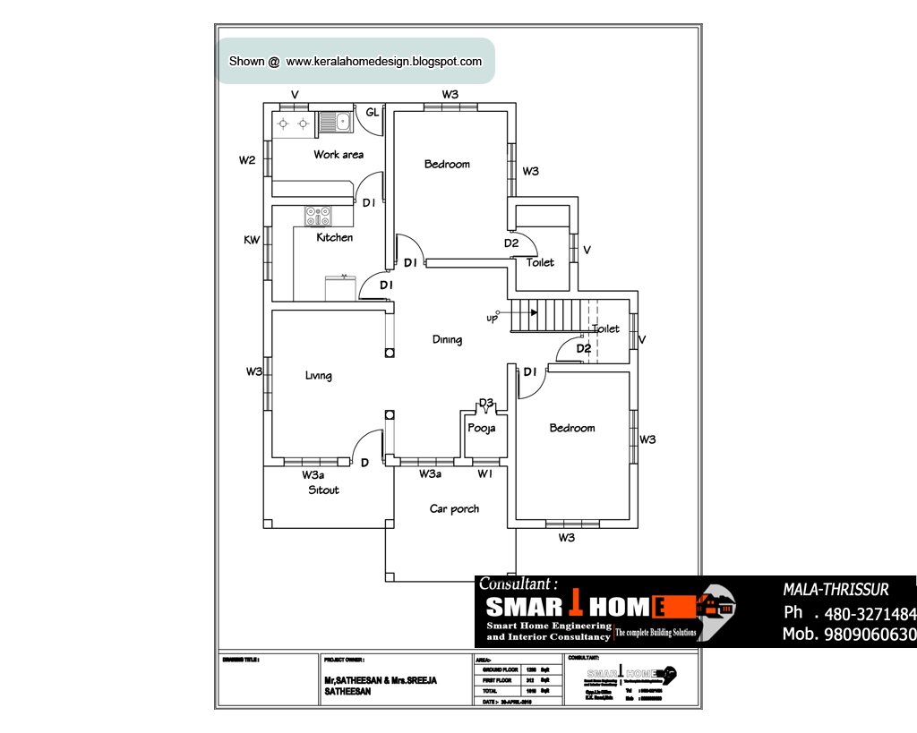 Home plan and elevation - 1610 Sq. Ft. | home appliance Home plan and elevation - 1610 Sq. Ft. | home appliance