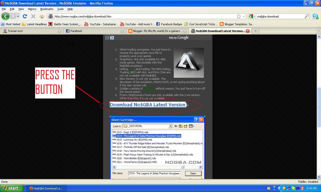 press the no$gba icon..and
