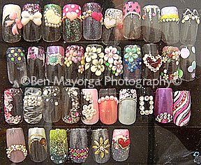 online looking at inspiration photos of japanese style gel nail designs