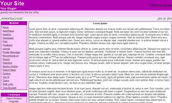 Free Purple phpnuke Website Theme