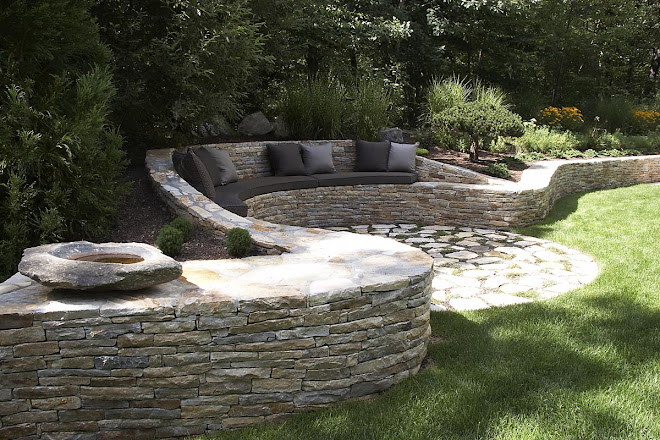 THE STONE WALL BENCH AT THE PAVILION