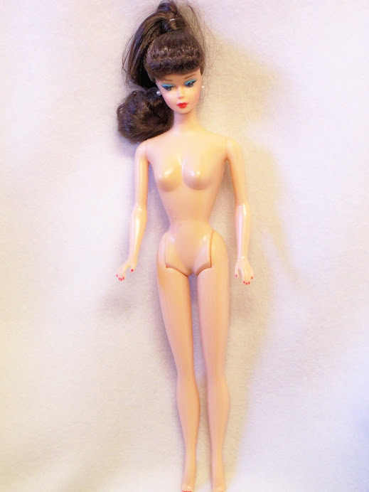 1950 Reproduction Barbie Doll Nude New Brunette Ponytail