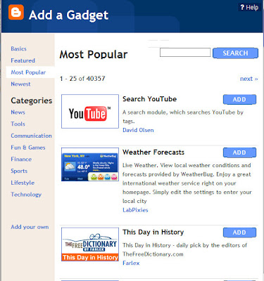 Add a Gadget - Most Popular