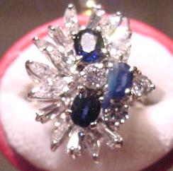 Vintage 18K Diamond & Sapphire Ring