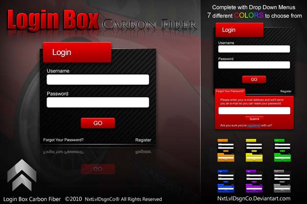login box  carbon fiber by nxtlvldsgnco100+ Free PSD Web UI Elements For Download