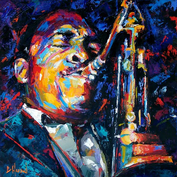 Debra Hurd Original Paintings AND Jazz Art John Coltrane jazz saxophone art oil painting by