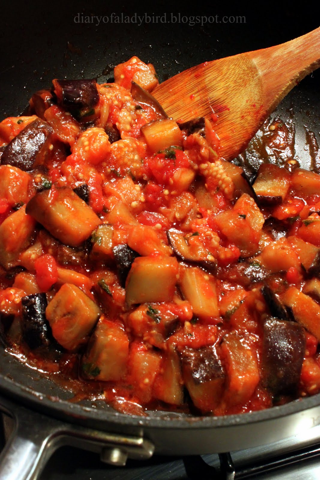 Diary of a Ladybird Sweetcorn Polenta with Aubergine Sauce