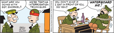 Yikes! Didn't expect 'relevance' in Beetle Bailey. Click to read, if you must.