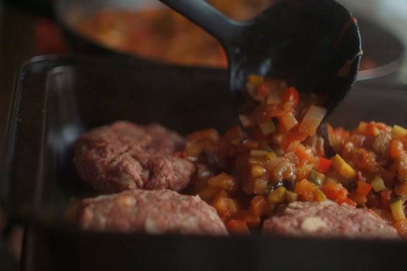 LolaLu's Kitchen Oven Baked Lamb Burgers in Mediterranean Sauce