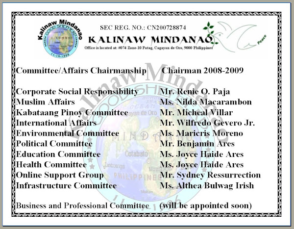 KMMI, Chairman's of the different committees