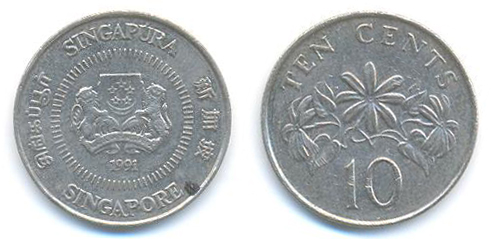 Singapore+10+cent+coin