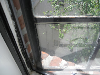 steel casement window with Plexiglas insert