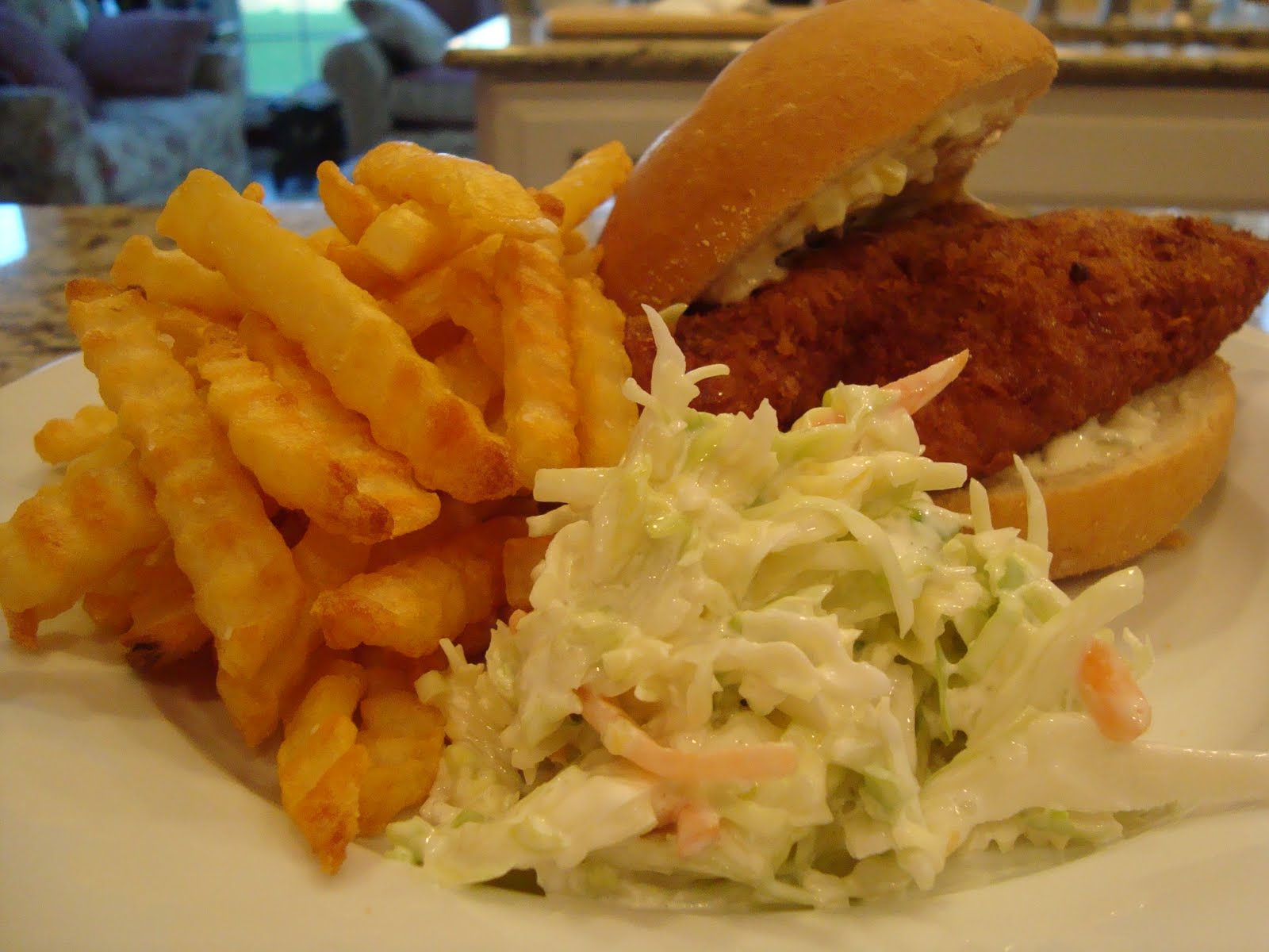 Kitchen Centsability Spicy Fried Catfish Sandwich with Creamy Cole Slaw