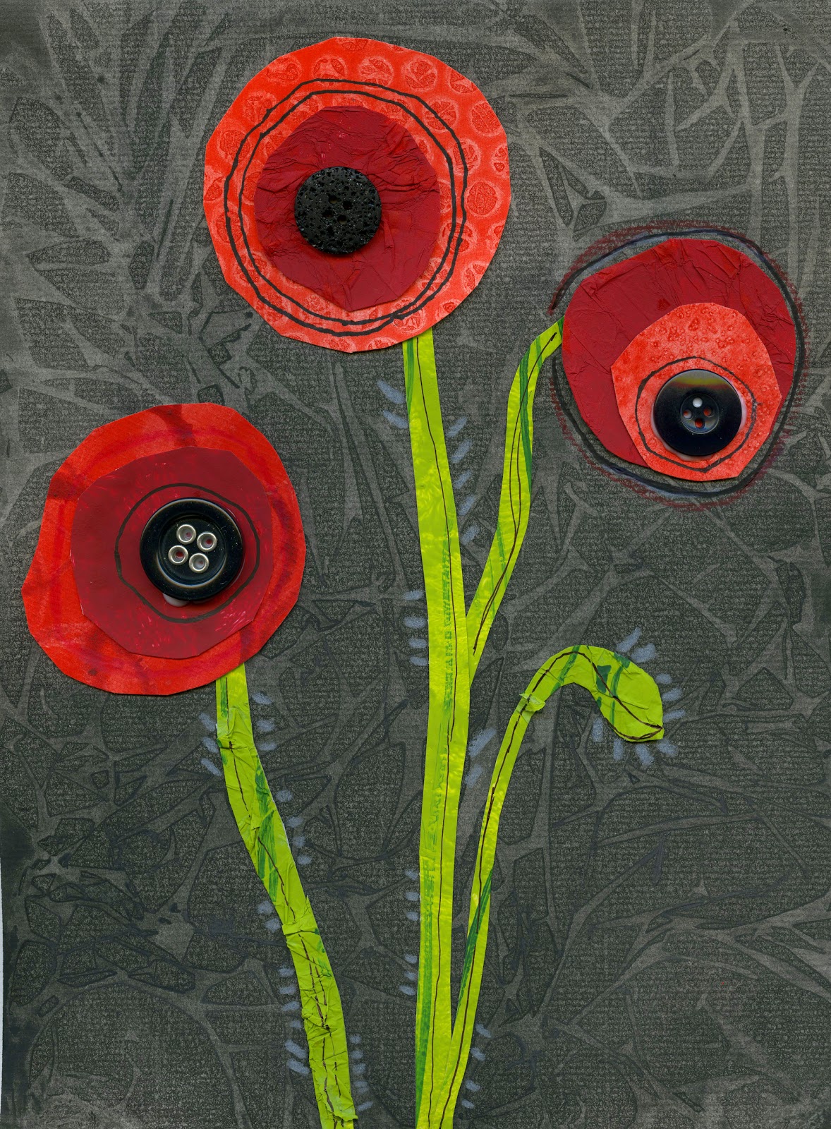 Large Tissue Paper Poppies X 5 Anzac Flowers Backdrops Special