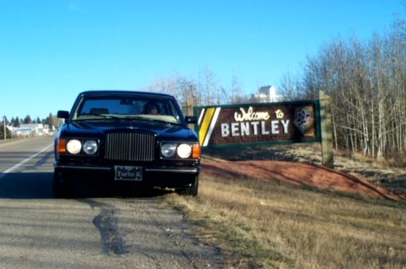 BENTLEY SPOTTING A Bentley in Bentley (Alberta)