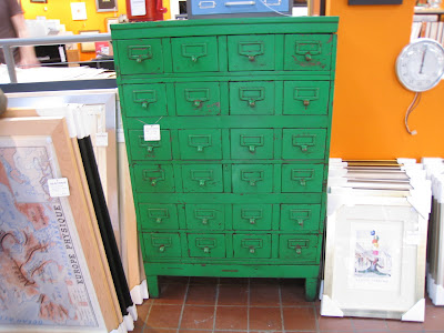 Vintage green steel card file cabinet