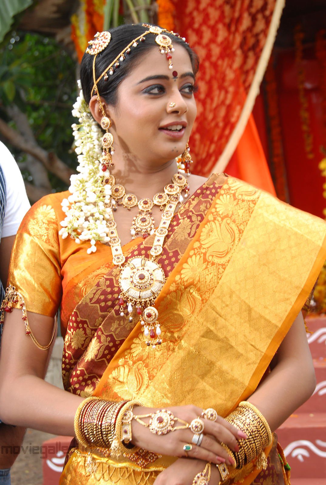 Priyamani Silk Traditional Saree Stills @ Kshetram Movie Launch | New