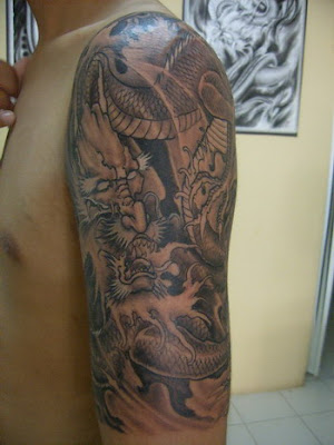Black-Gray Tattoo in Shank