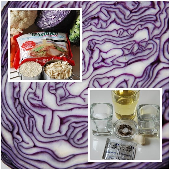 Ingredients for Ramen Ichiban Cabbage Salad