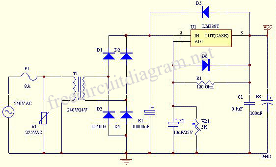 12V 5A Power Supply Using LM338 IC