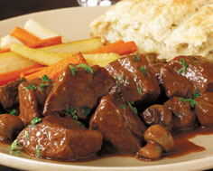 Beef Tips in Wine Sauce