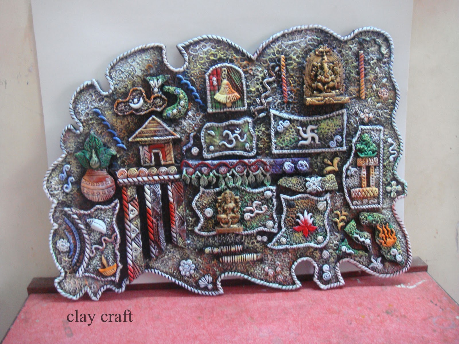 clay flowers and figurines murals