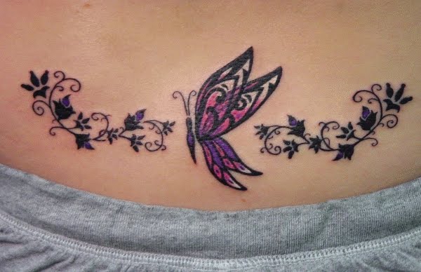 butterfly tattoo lower back. lower back butterfly tattoo.