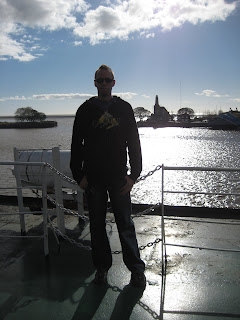 Noah on the deck of the ferry to Uruguay.