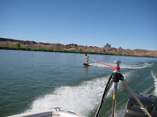 Clint wakeboarding on the Colorado River.