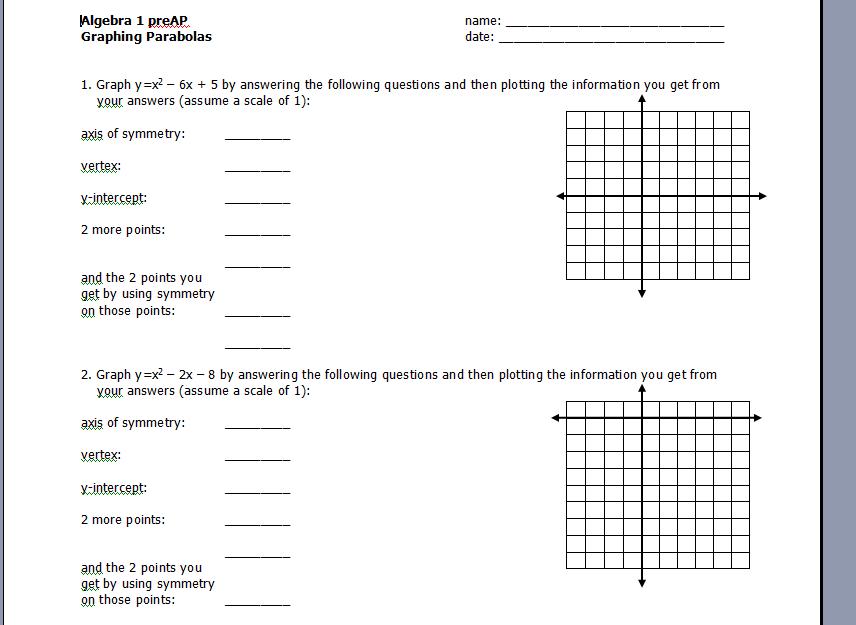Printables Parabola Worksheets parabola worksheets abitlikethis graphing parabolas worksheet additionally graphs worksheets