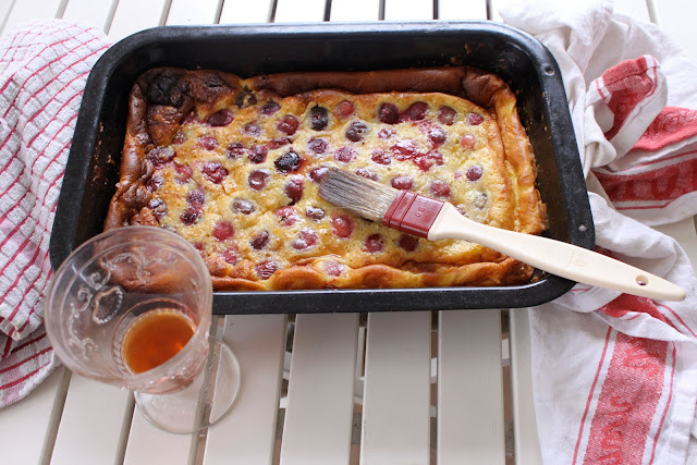 clafoutis, Brushed with creme de griottes, a cherry liqueur