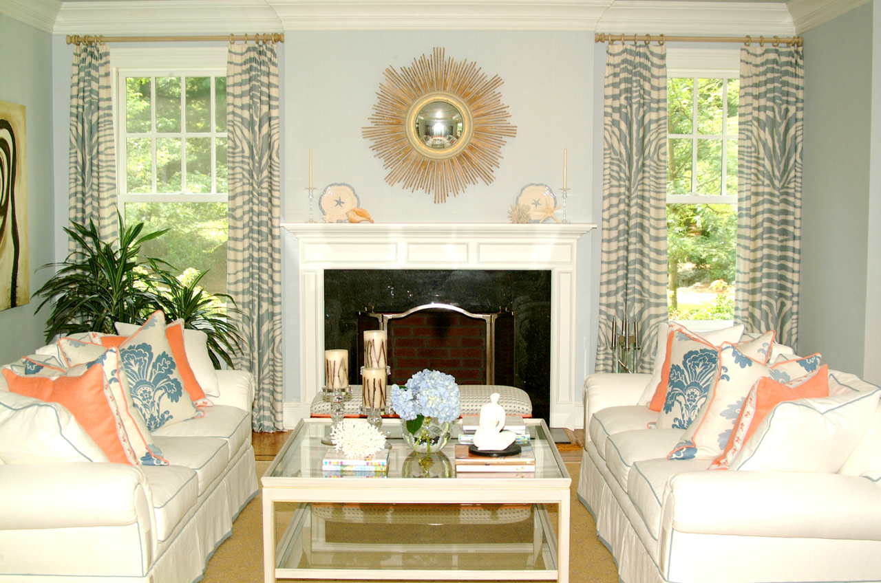 peach themed decor for living room