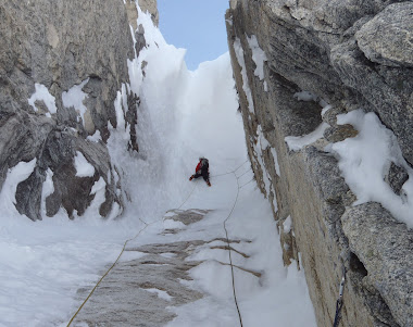 Trying a new line on the West Face, Mt Jeffers, Kitchatna Spires, Alaska.