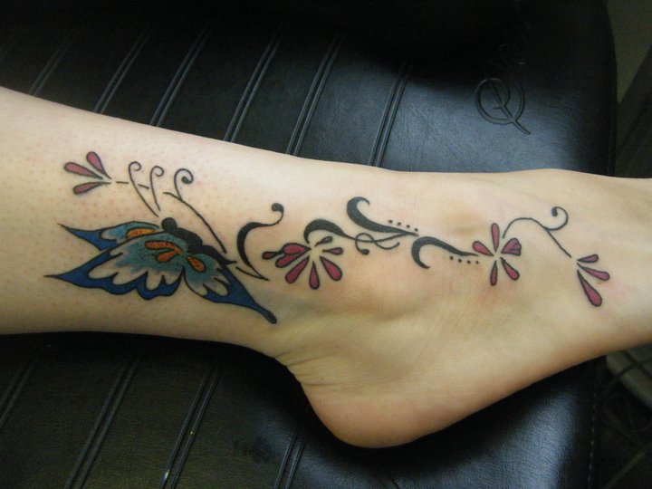 This is Butterfly Foot Tattoo for girls or women these types of Tattoos are