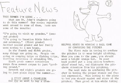 Page 5 (top half) of the May 1968 issue of Hi Lights, the student newspaper of St John Elementary School in Seward, Nebraska. The image was scanned from a paper copy belonging to Steve Sylwester.