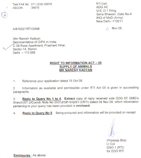 INDIAN ARMY REPLIED TO NARESH KADYAN - OIPA