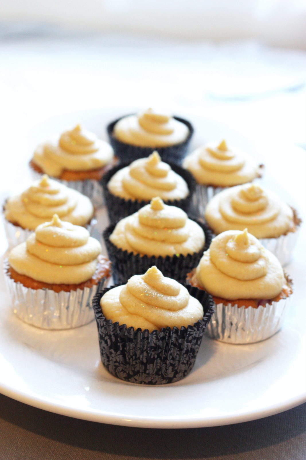 baking = love Rhubarb cupcakes with brown sugar mascarpone frosting